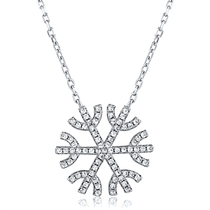 Silver Snowflake Necklace with CZ