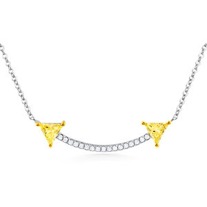 Silver Arrow Necklace With Yellow and White CZ