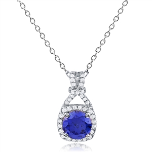 Silver Necklace With Sapphire CZ