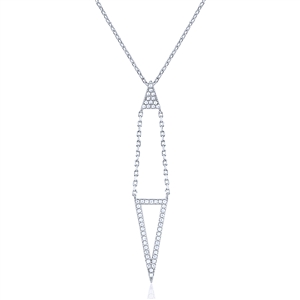 Silver Triangle Necklace with CZ