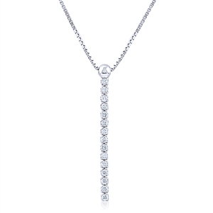 Silver Drop Necklace with CZ