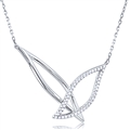 Silver Double Leaf Necklace with CZ