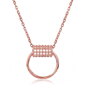Silver Rose Gold Plated Necklace with CZ