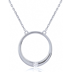 Silver Circle Necklace with CZ