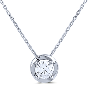 Silver Heart Necklace with White CZ Stones