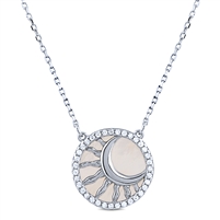 Silver Sun Necklace with Mother of Pearl