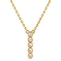 Sterling Silver Bubble Style Necklace with Bezel Set CZ Stones - Yellow Gold Plating