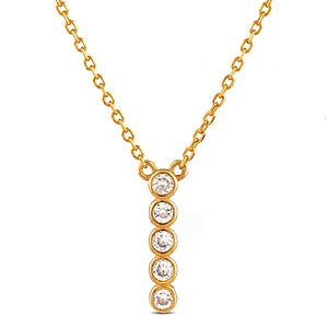 Sterling Silver Bubble Style Necklace with Bezel Set CZ Stones - Yellow Gold Plating