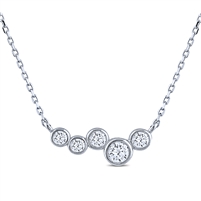 Sterling Silver Bubble Style Necklace with Bezel Set CZ Stones