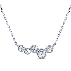 Sterling Silver Bubble Style Necklace with Bezel Set CZ Stones