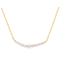 Yellow Gold Plated Sterling Silver Necklace with Attached Cubic Zirconia Pendant