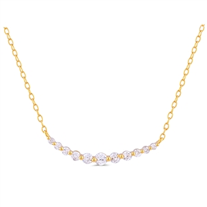 Yellow Gold Plated Sterling Silver Necklace with Attached Cubic Zirconia Pendant