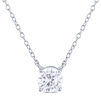 Sterling Silver Necklace with Solitaire Claw Set Cubic Zirconia Pendant