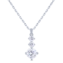 Sterling Silver Necklace with Claw Set Cubic Zirconia Pendant