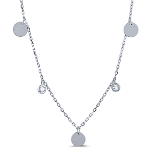 Silver Necklace with White CZ Stone