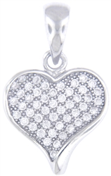 Silver Heart Pendant with Micro Set Cubic Zirconia