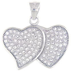 Silver Heart Pendant with Micro Set Cubic Zirconia