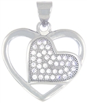 Silver Heart Pendant with Micro Set Cubic Zirconia