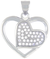 Silver Heart Pendant with Micro Set Cubic Zirconia