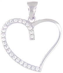 Silver Heart Pendant with Cubic Zirconia