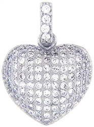 Silver Heart Pendant with Micro Set CZ