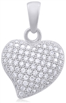 Silver Heart Pendant with Micro Set Cubic Zirconia