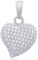 Silver Heart Pendant with Micro Set Cubic Zirconia