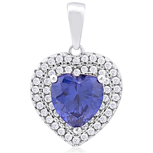 Silver Heart Pendant with Micro Set CZ