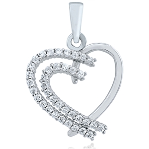 Silver Heart Pendant with CZ