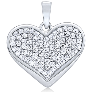 Silver Heart Pendant with Cubic Zirconia