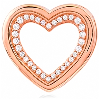 Silver Heart Pendant with CZ And Rose Gold