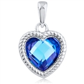 Silver Heart Pendant With Blue CZ