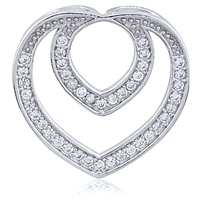 Silver Rhodium Plated Heart Pendant With CZ