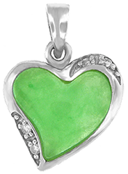 Silver & Jade Pendant with CZ