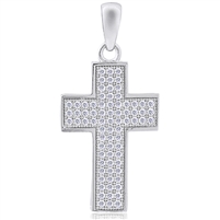 Silver Cross Pendant with Micro Set CZ