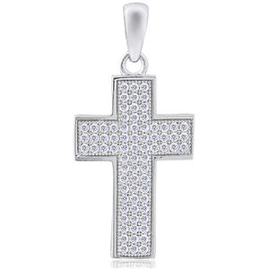 Silver Cross Pendant with Micro Set CZ