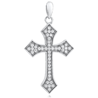 Silver Cross Pendant with CZ