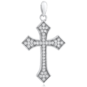 Silver Cross Pendant with CZ