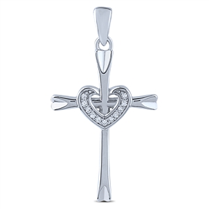 Silver Cross Pendant with CZ