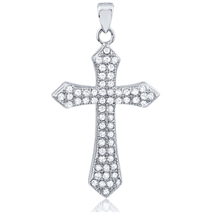 Silver Cross Pendant with CZ