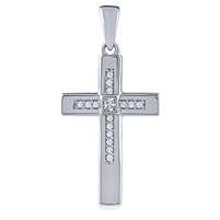 Silver Cross Pendant with White CZ Stones