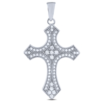 Silver Cross Pendant with White CZ