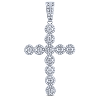 Silver Cross Pendant with White CZ