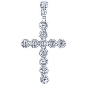 Silver Cross Pendant with White CZ