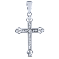 Silver Cross Pendant with White CZ Stones
