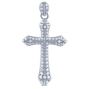 Sterling Silver Cross Pendant with White CZ