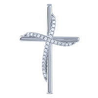 Sterling Silver Cross Pendant with White CZ