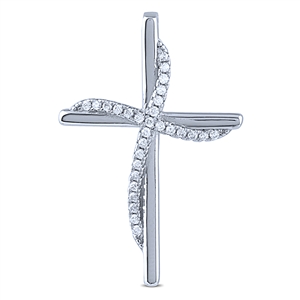 Sterling Silver Cross Pendant with White CZ