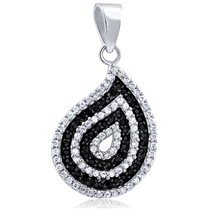 Silver Pendant with Black & White Cubic Zirconia