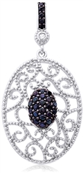Silver Pendant with Black & White Cubic Zirconia